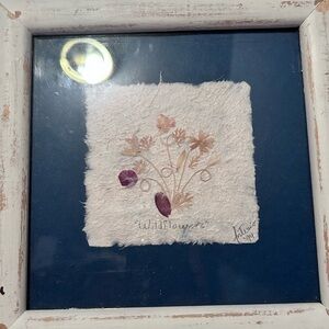 Framed Wildflower Art on Handmade Paper -